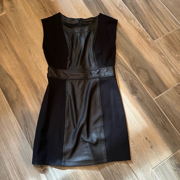 BCBGMaxAzria Black Sleeveless Dress With Faux Leather Detail, Size Medium - Picture 3 of 10